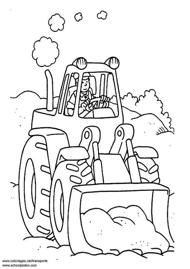 Coloriage d'un bulldozer en action sur un chantier