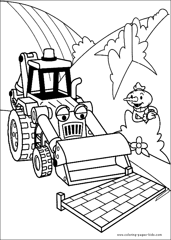 Coloriage d'un bulldozer en pleine action sur un chantier