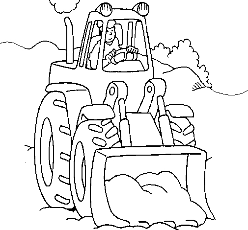 Coloriage d'un bulldozer en pleine action sur un chantier