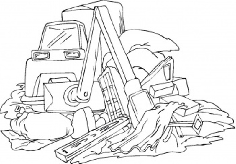 Coloriage d'un bulldozer en pleine action sur un chantier