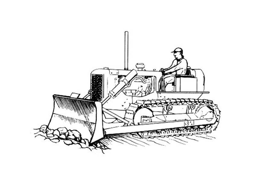 Coloriage d'un bulldozer sur un chantier de construction