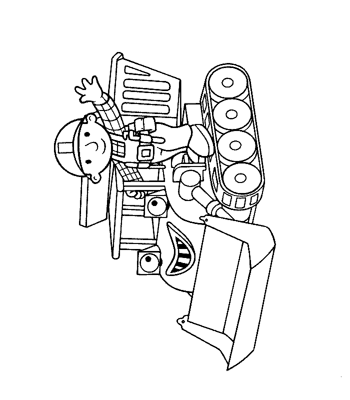 Coloriage d'un bulldozer sur un chantier de construction