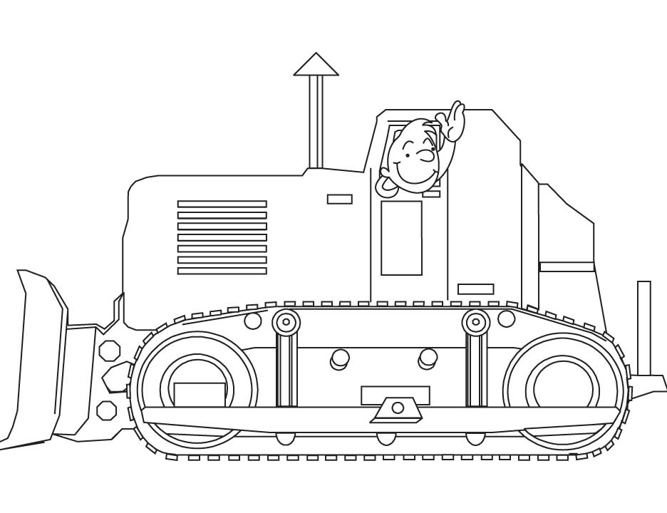 Coloriage d'un bulldozer en pleine action sur un chantier