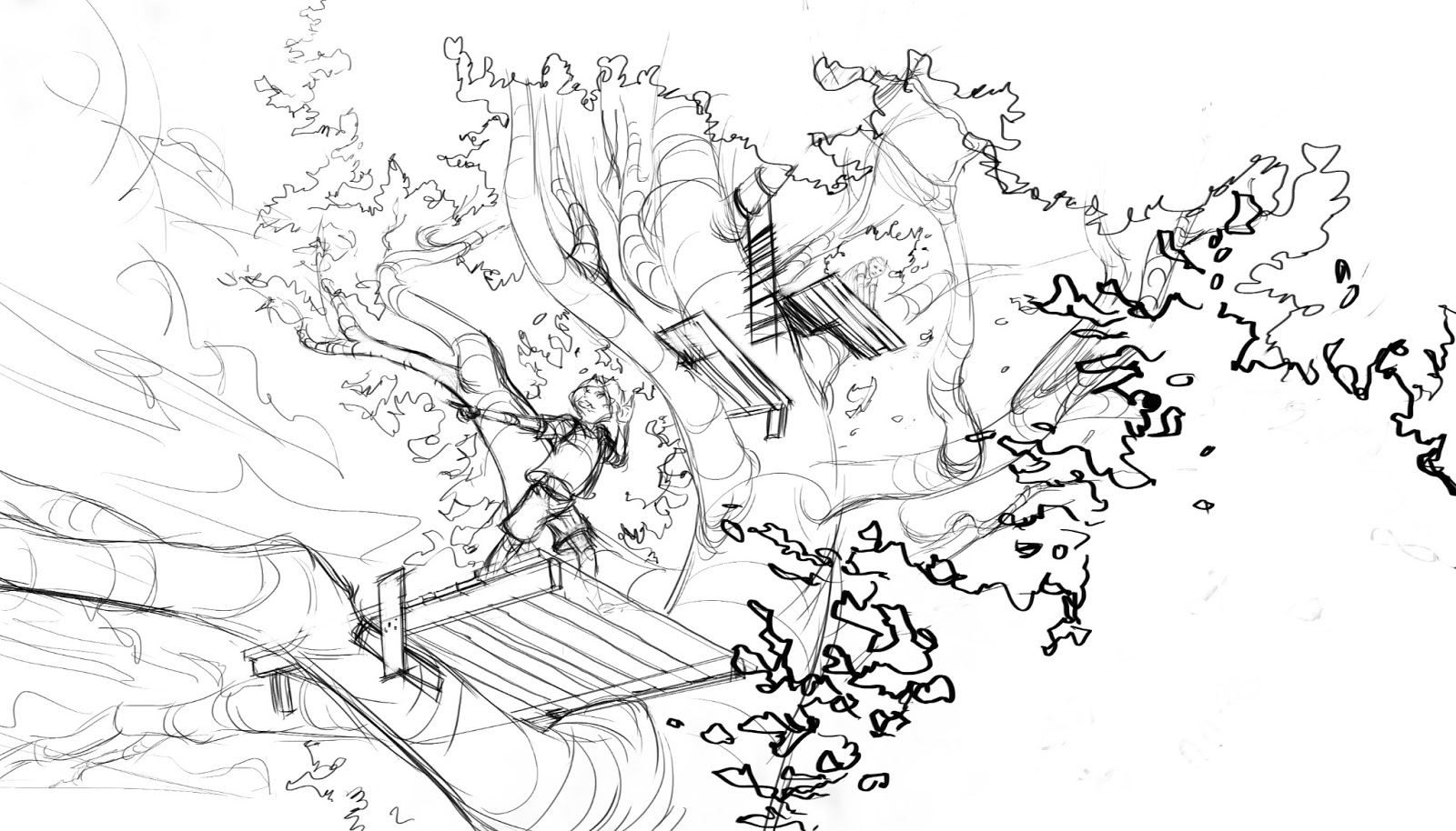 Coloriage d'une cabane dans un arbre entourée de verdure Coloriage d'une cabane dans un arbre entourée de verdure