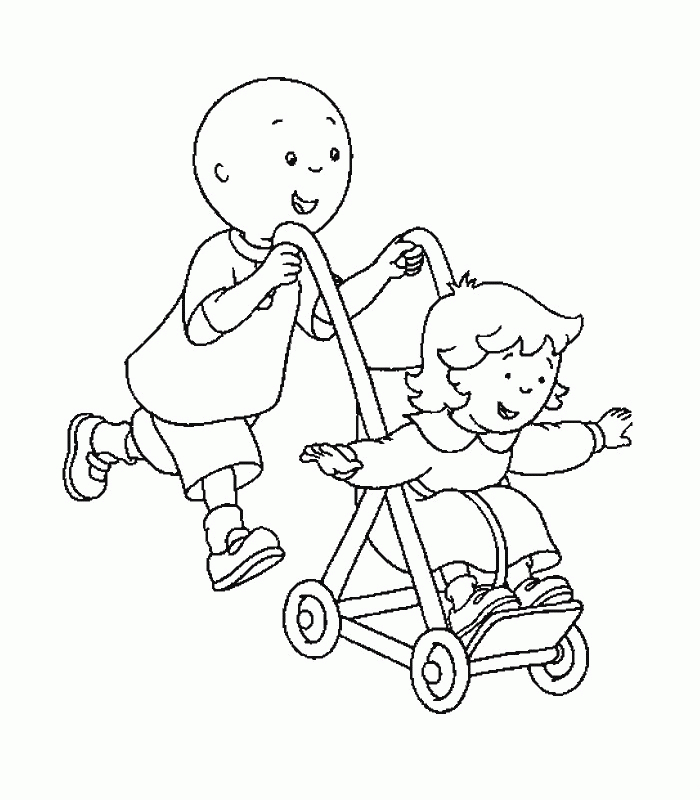 Caillou et son ami en train de jouer dans le jardin