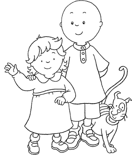 Caillou joue avec ses amis dans un jardin ensoleillé