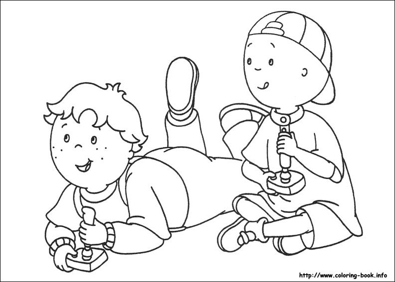 Caillou en train de jouer dans un parc avec ses amis