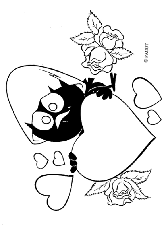Coloriage de Calimero avec son œuf sur fond de nature