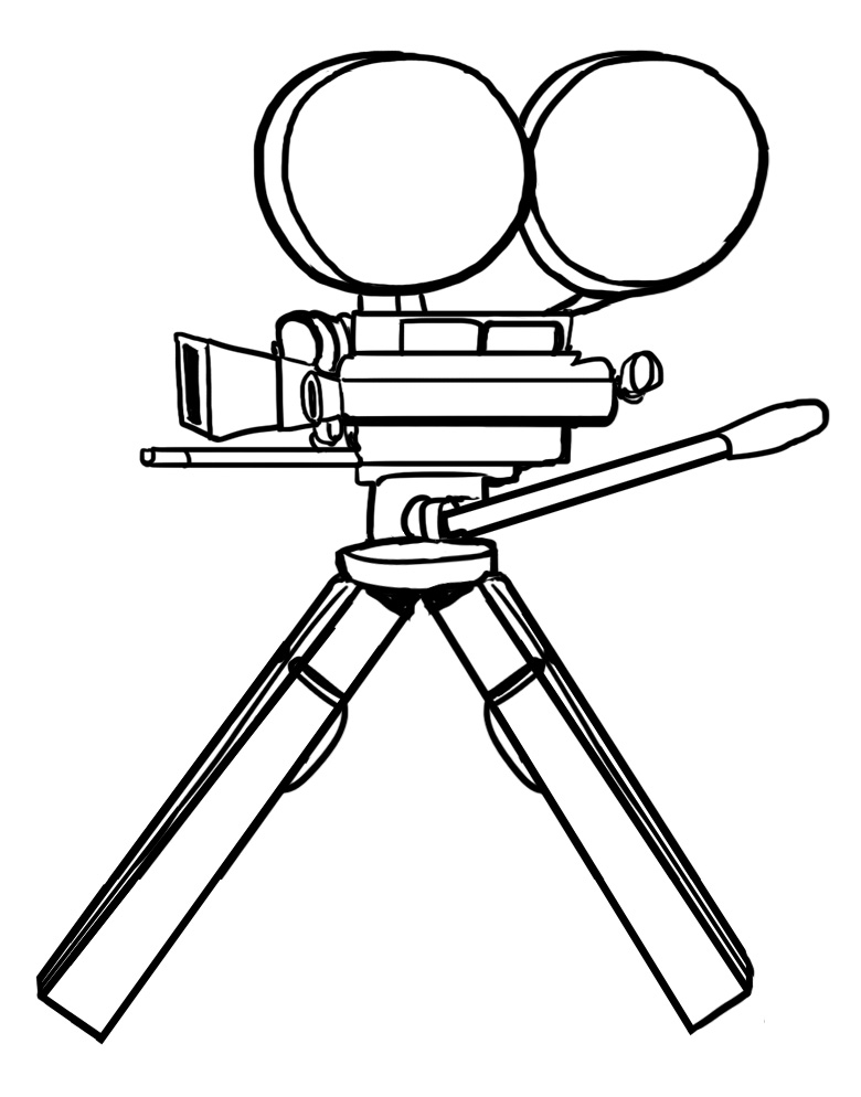 Coloriage d'une caméra vidéo sur un fond neutre