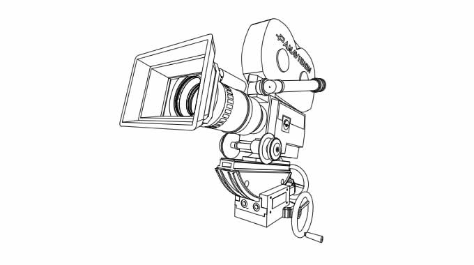 Coloriage d'une caméra vidéo sur fond simple