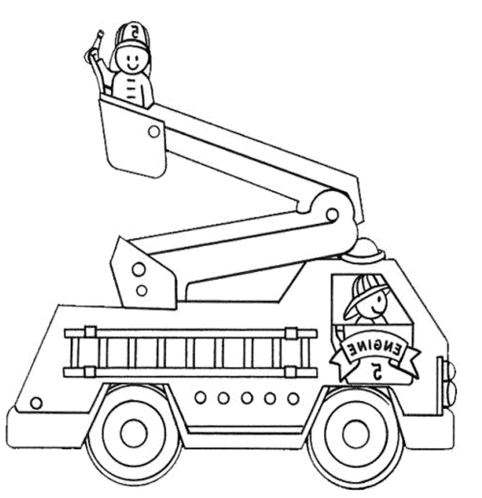 Coloriage d'un camion de pompier en action sur une route