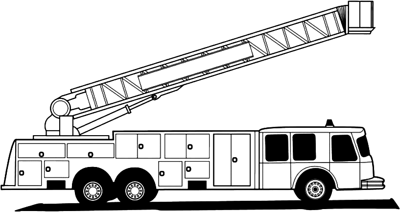 Coloriage d'un camion de pompier en action avec des flammes