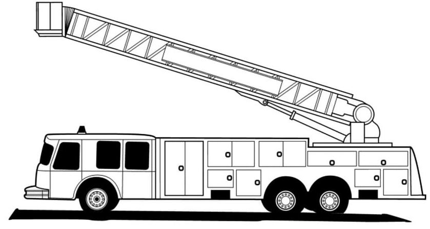 Coloriage d'un camion de pompier en action sur une route