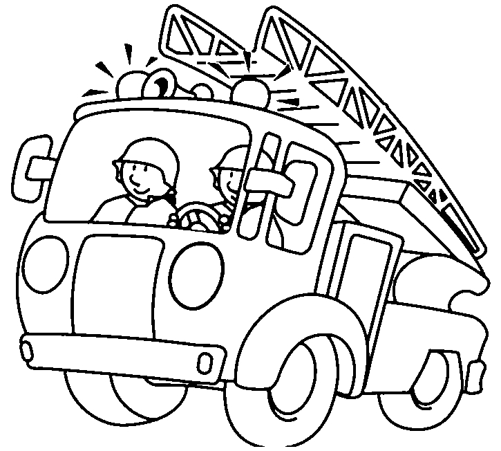 Coloriage d'un camion de pompier en action avec des détails captivants