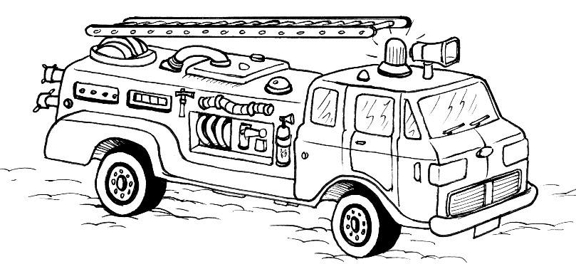 Coloriage d'un camion de pompier en pleine intervention