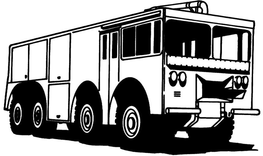 Coloriage d'un camion de pompier prêt à l'action dans un environnement urbain