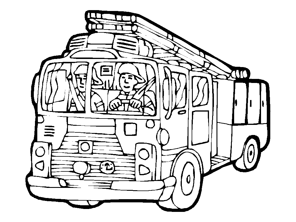 Coloriage d'un camion de pompier en action dans la rue