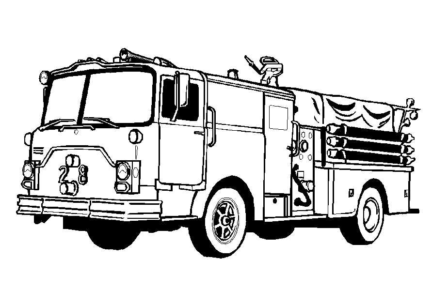 Coloriage d'un camion de pompier prêt à l'intervention