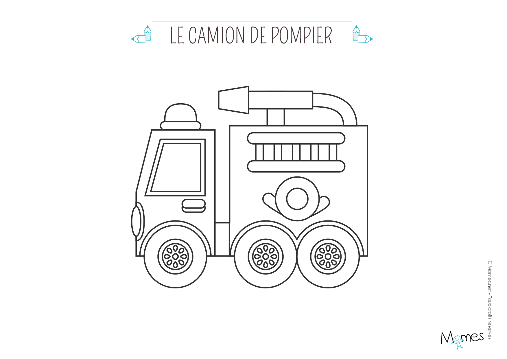 Coloriage d'un camion de pompier en action sur une route