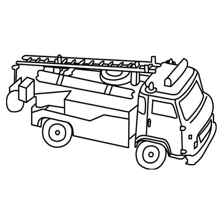 Coloriage d'un camion de pompier en action sur la route