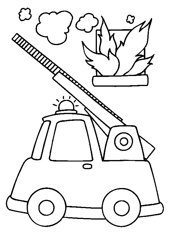 Coloriage d'un camion de pompier en action dans la ville
