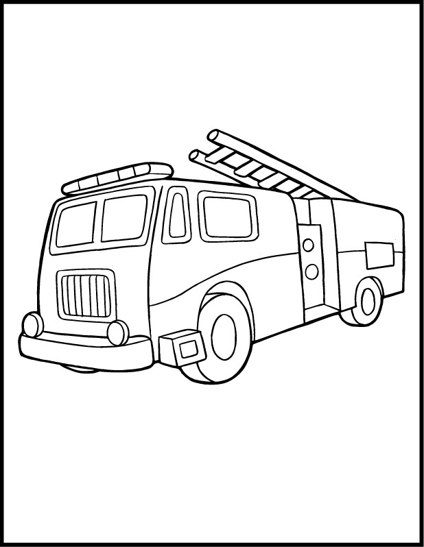 Coloriage d'un camion de pompier en action sur une route