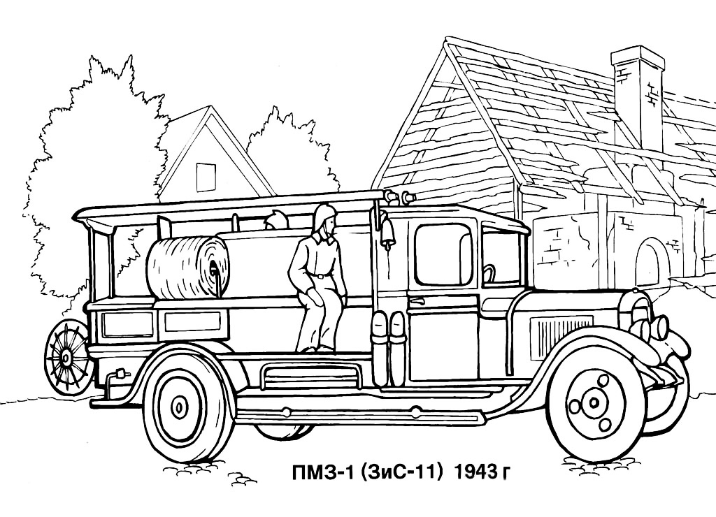 Coloriage d'un camion de pompier dans une scène urbaine