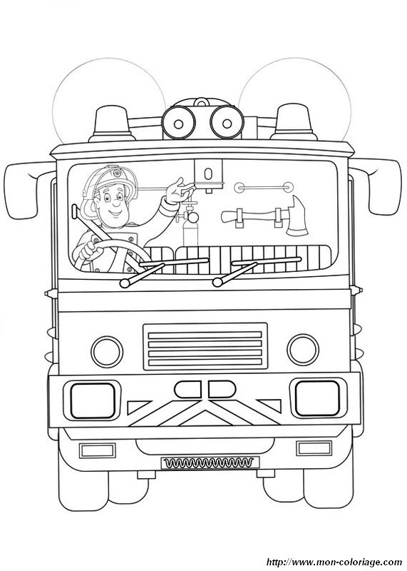 Coloriage d'un camion de pompier en intervention sur une scène urbaine