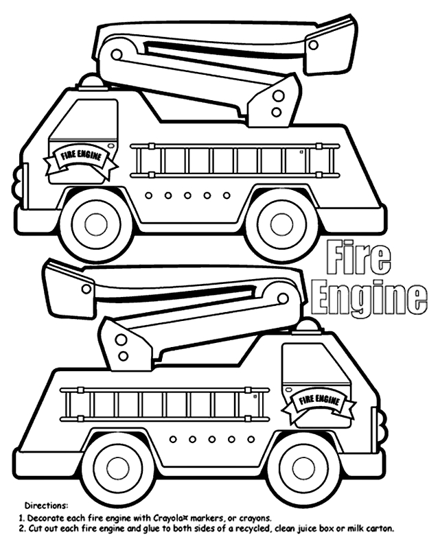 Coloriage d'un camion de pompier prêt à intervenir