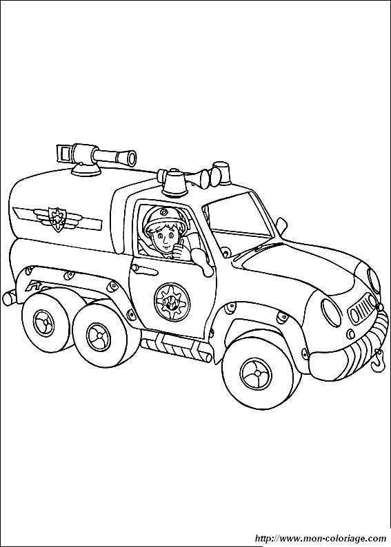 Coloriage d'un camion de pompier en action sur une route