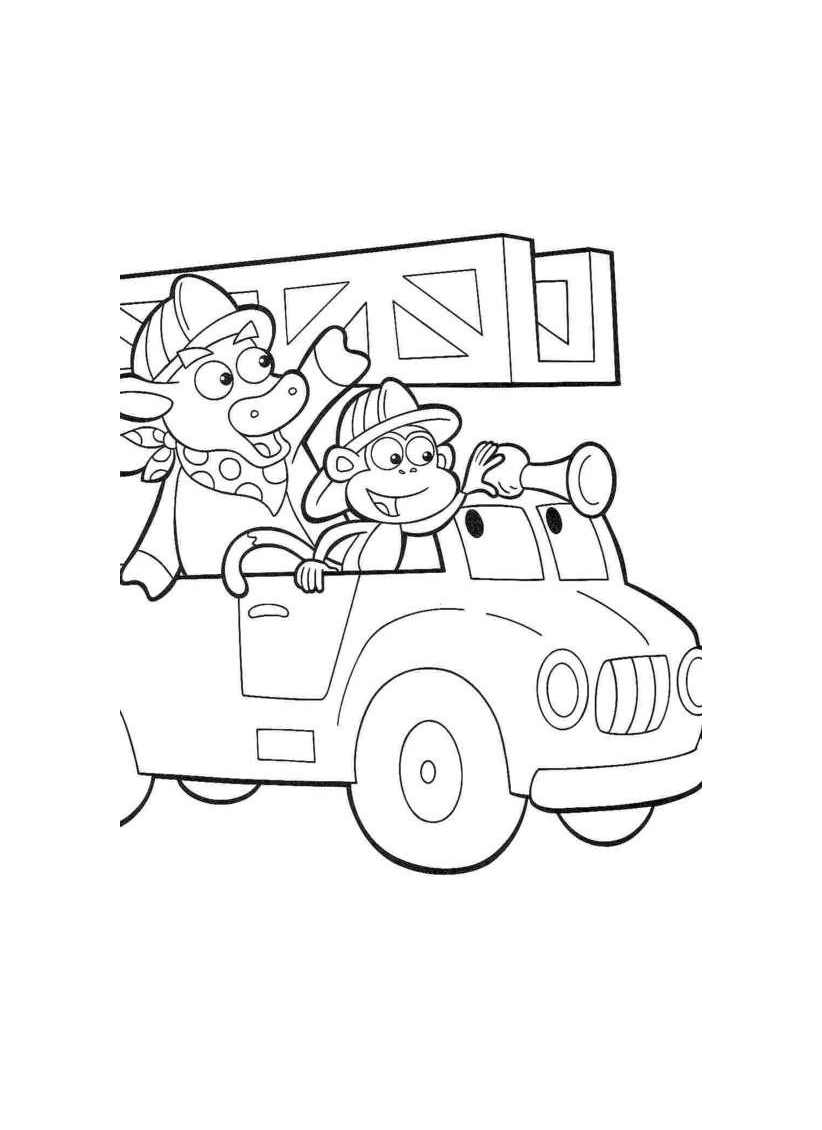 Coloriage d'un camion de pompier en pleine intervention