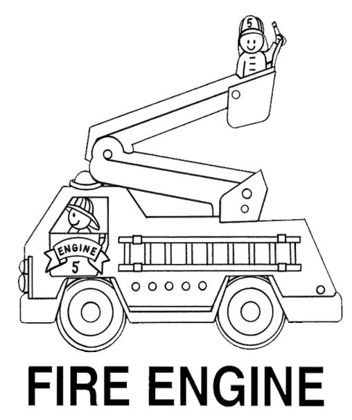 Coloriage d'un camion de pompier prêt à intervenir dans une ville