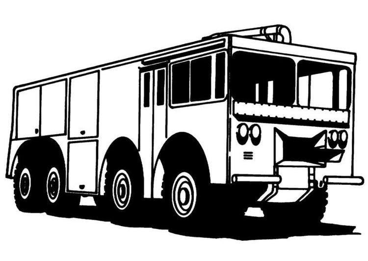 Coloriage d'un camion de pompier en action dans un décor urbain