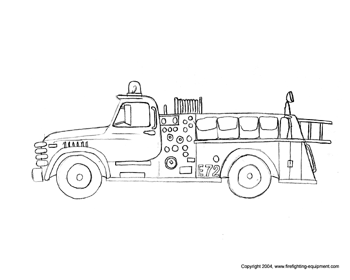 Coloriage d'un camion de pompier sur fond de ville