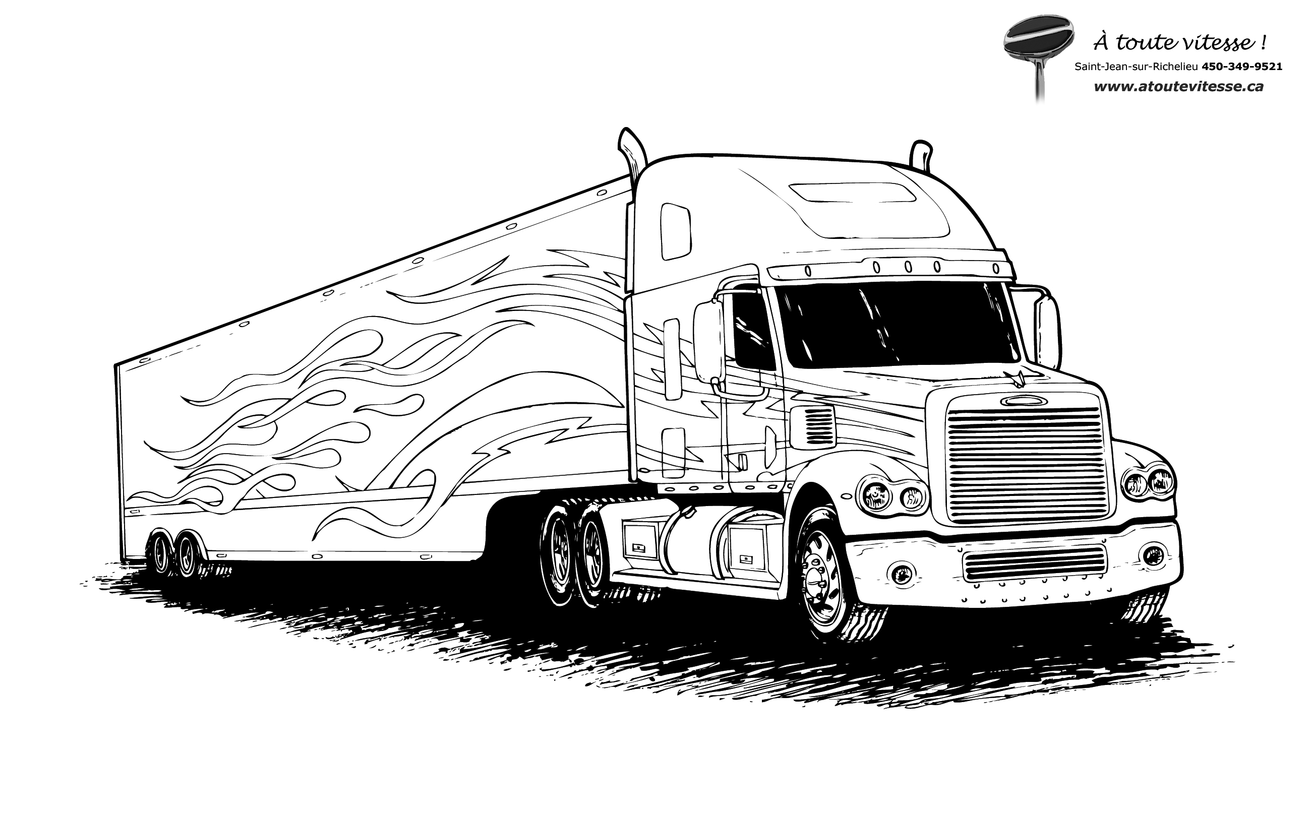 Coloriage d'un camion en plein déplacement sur la route