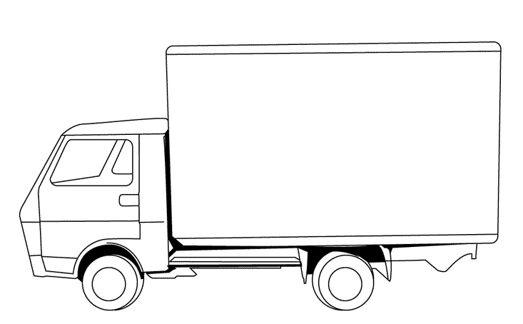 Coloriage d'un camion sur une route