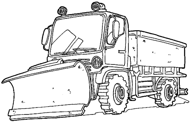 Coloriage d'un camion sur la route avec des arbres en arrière-plan