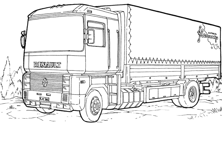 Coloriage d'un camion de pompier en action sur une route