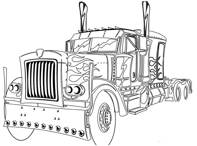 Coloriage d'un camion de pompiers dans un décor urbain