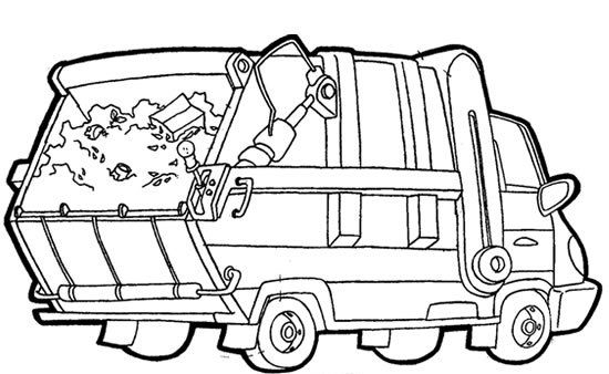 Coloriage d'un camion sur une route avec un paysage de campagne