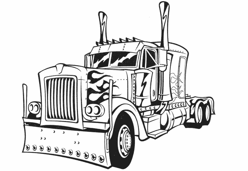 Coloriage d'un camion de transport sur la route