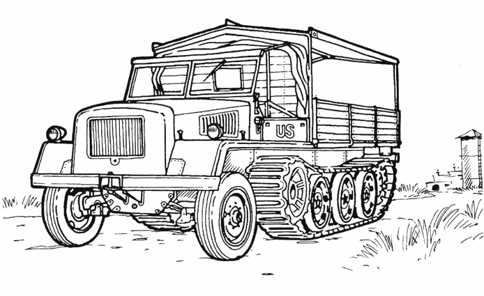 Coloriage d'un camion en pleine ville avec des détails variés