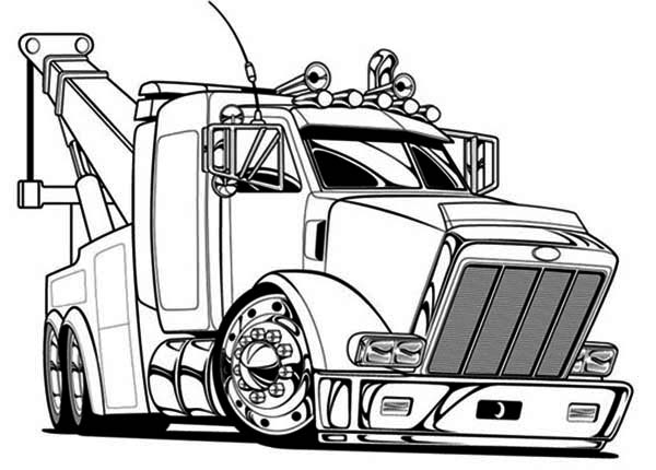 Coloriage d'un camion transportant des marchandises sur une route