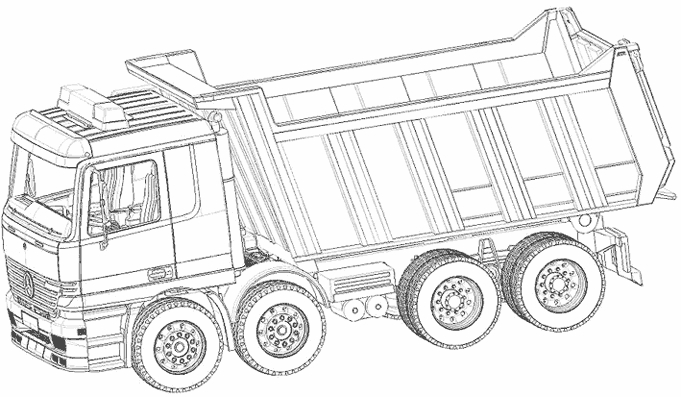 Coloriage d'un camion de pompier sur un fond urbain