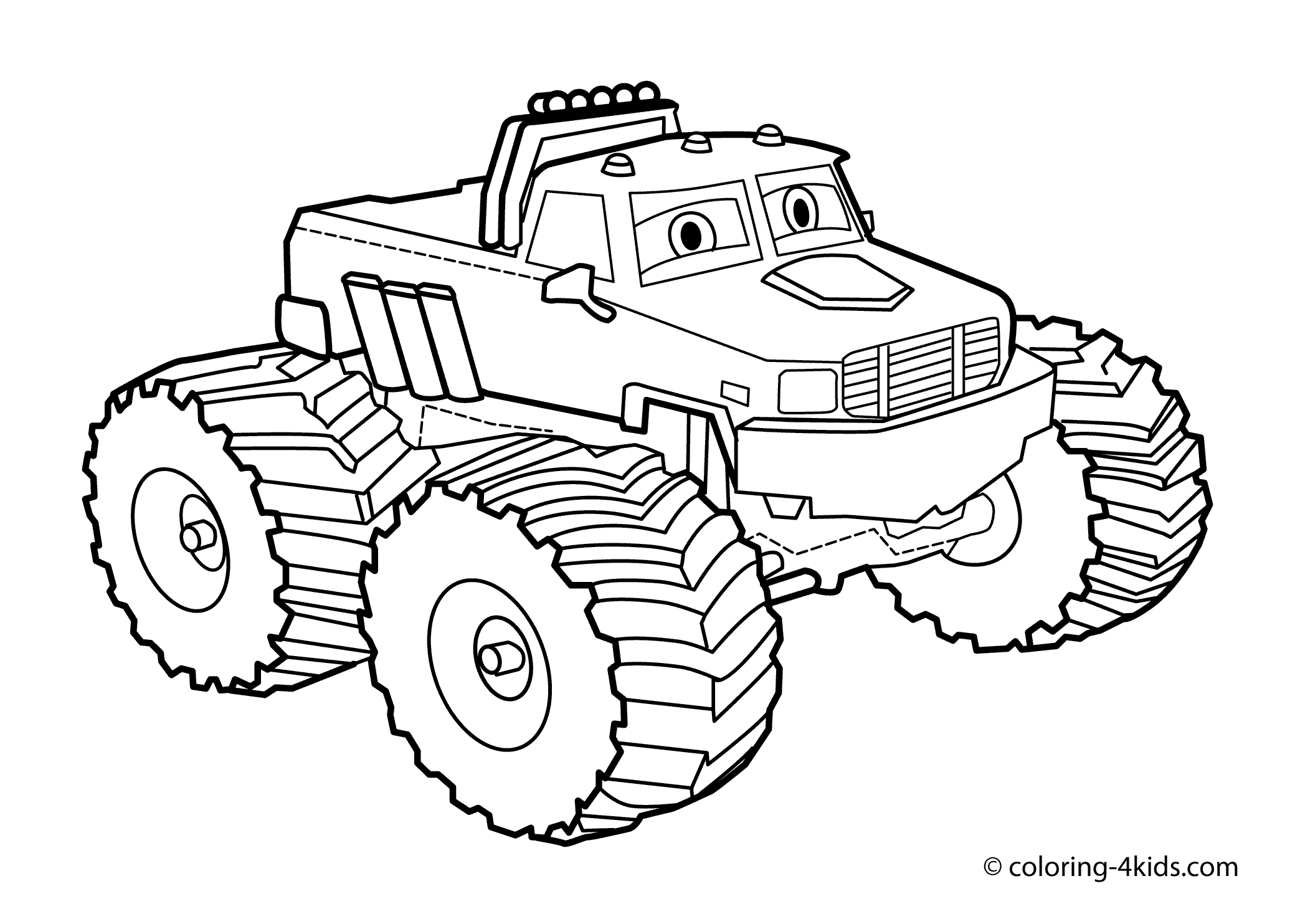 Coloriage d'un camion de pompier sur un fond simple