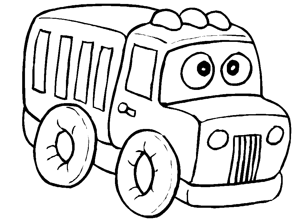 Coloriage d'un camion sur une route avec des arbres en arrière-plan