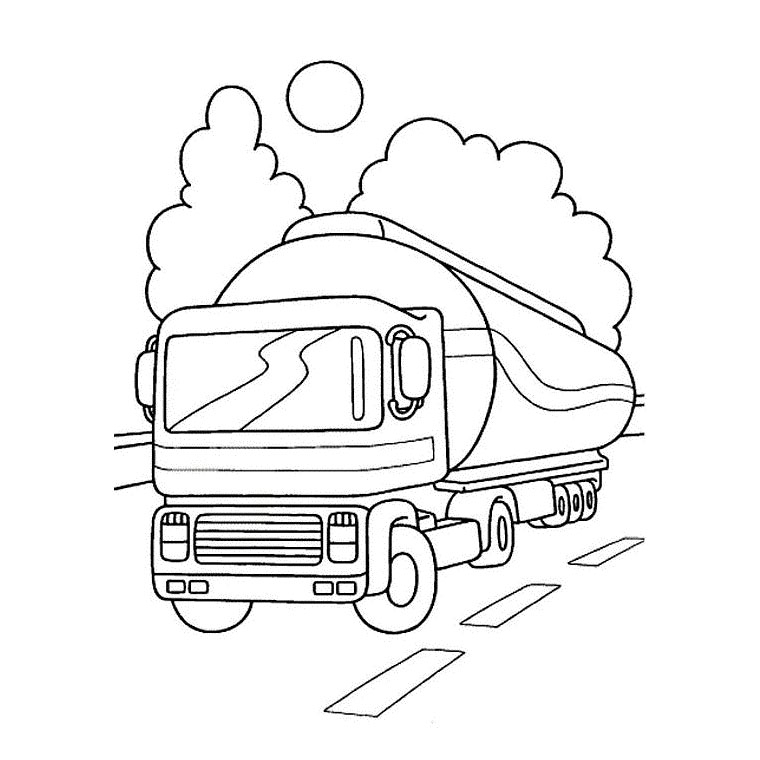 Coloriage d'un camion de pompiers sur une route