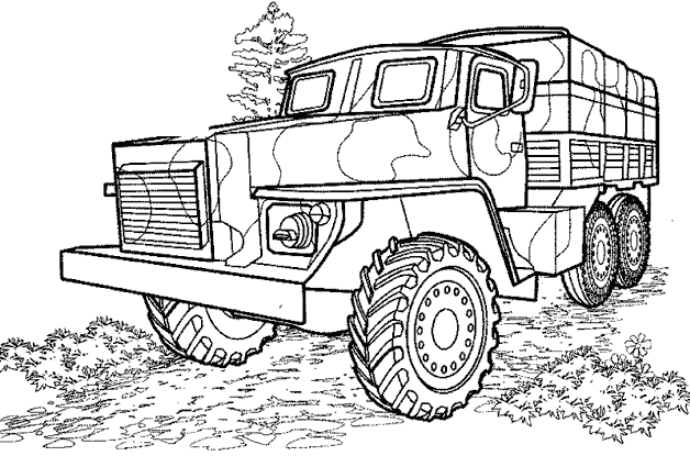 Coloriage d'un camion en plein déplacement sur une route