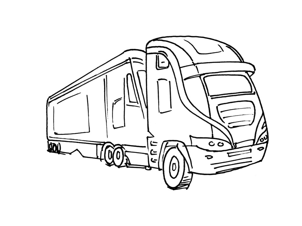 Coloriage d'un camion de pompier sur fond urbain