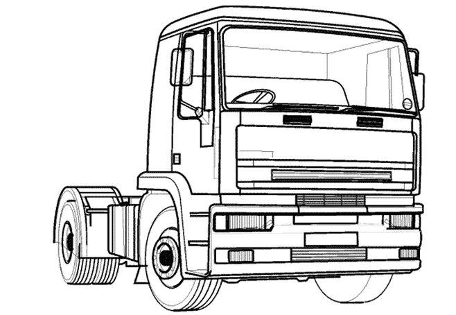 Coloriage d'un camion de pompiers sur une route